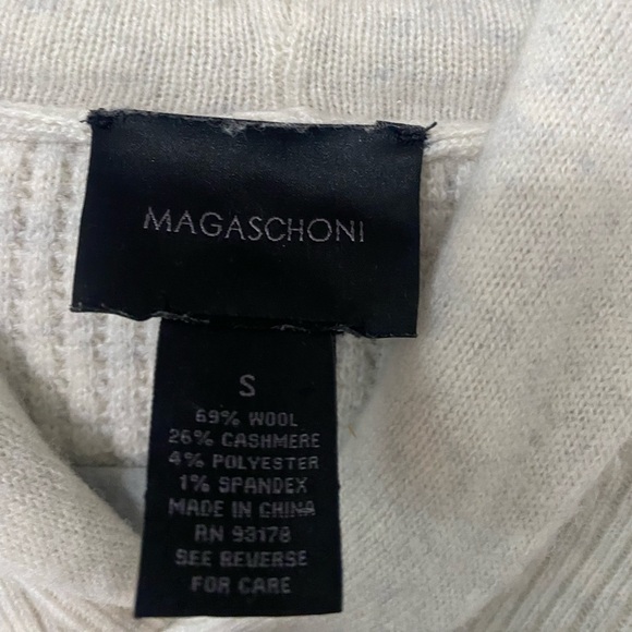 Magaschoni Cream Gray Waffle Knit Hooded Sweater - Picture 4 of 6